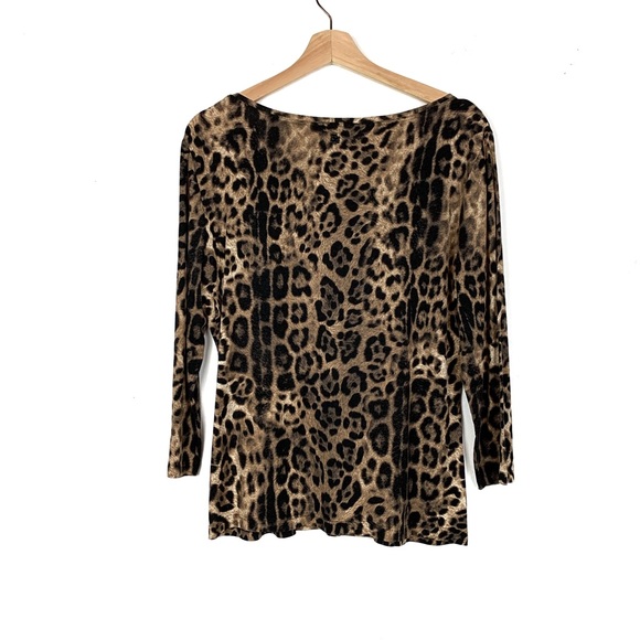 Escada leopard print quarter sleeve top size L - Picture 3 of 7
